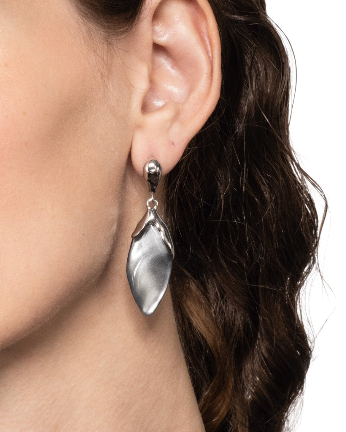 Lucite Petal Leverback Earring- Mercury - Photo 2
