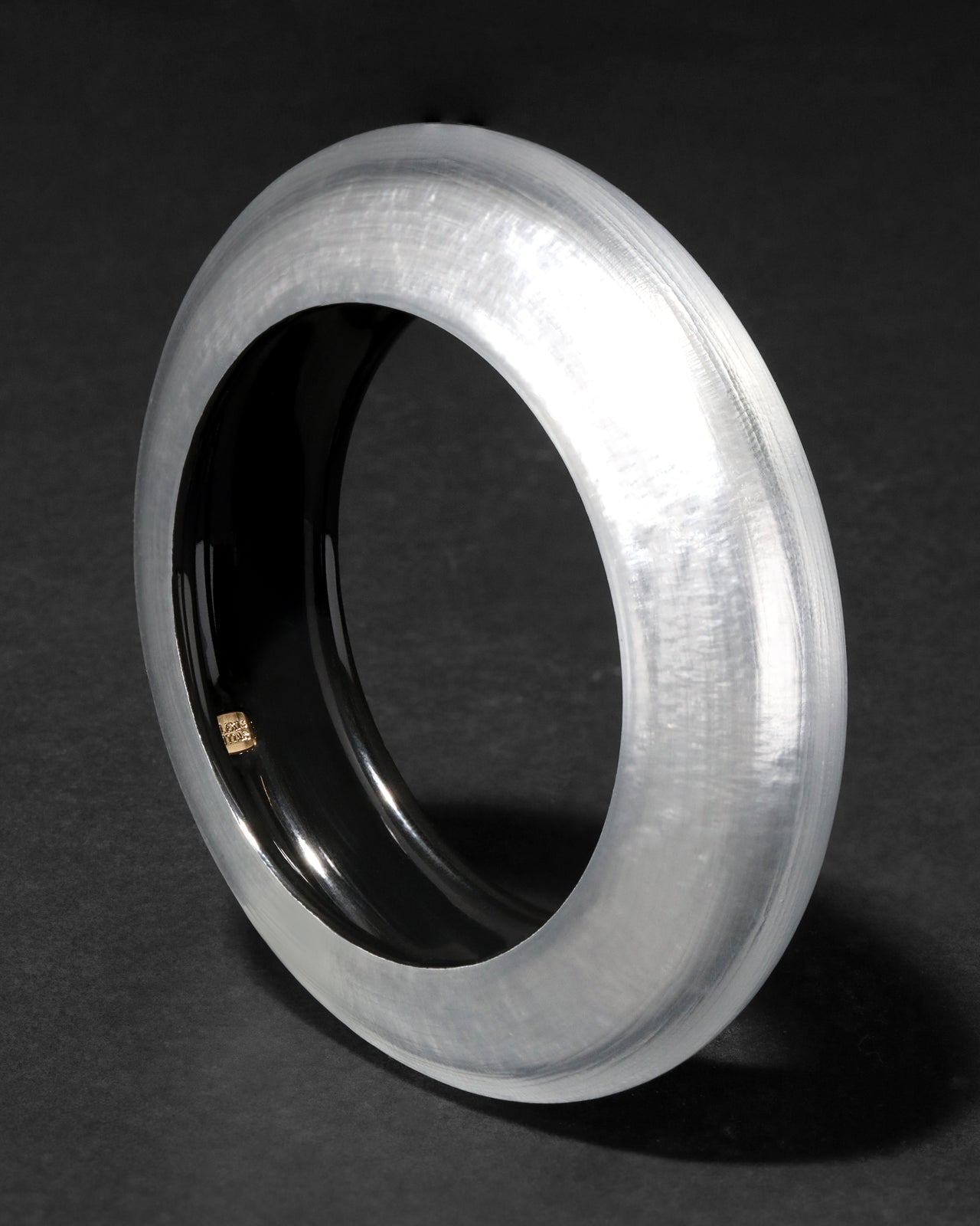 Lucite Saucer Bangle Bracelet- Silver - Photo 2