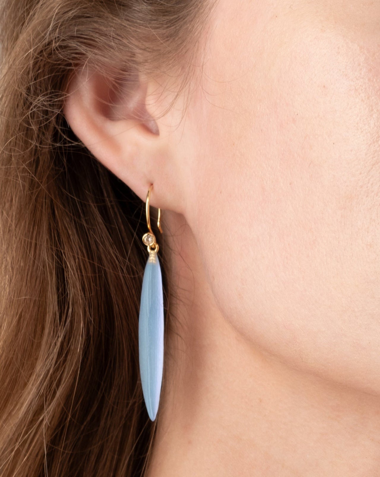 Lucite Sliver Wire Earring- Opal - Photo 2