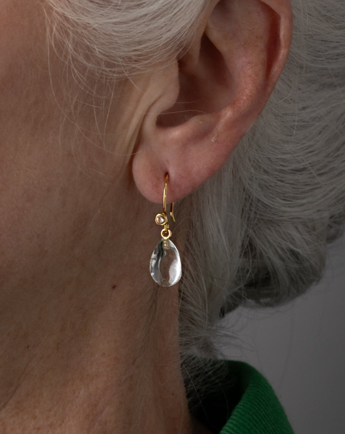 Lucite Teardrop Earring- Clear - Photo 2