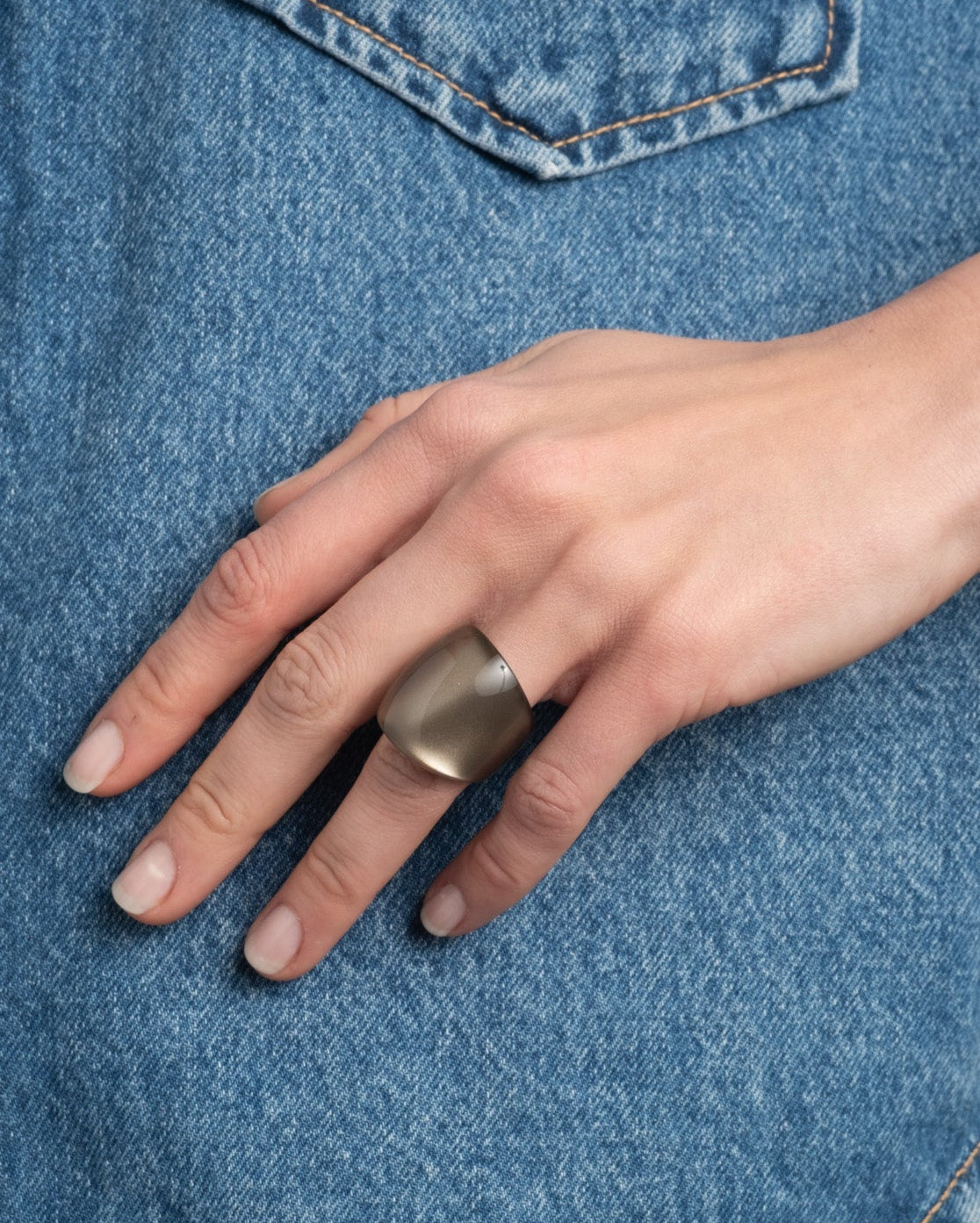 Lucite Block Ring- Dune - Photo 2