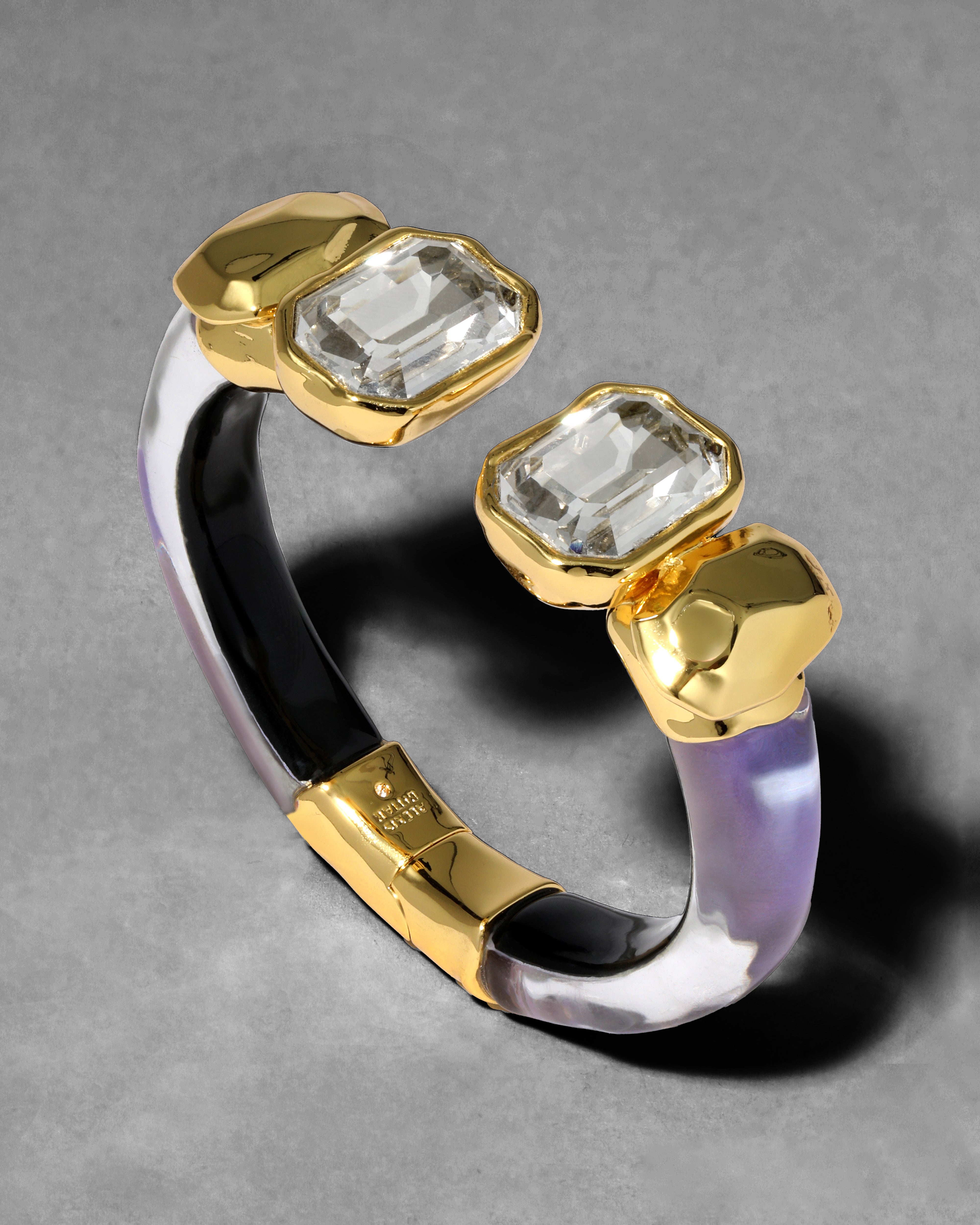 Lucite Crystal Capped Hinge Bracelet Aurora