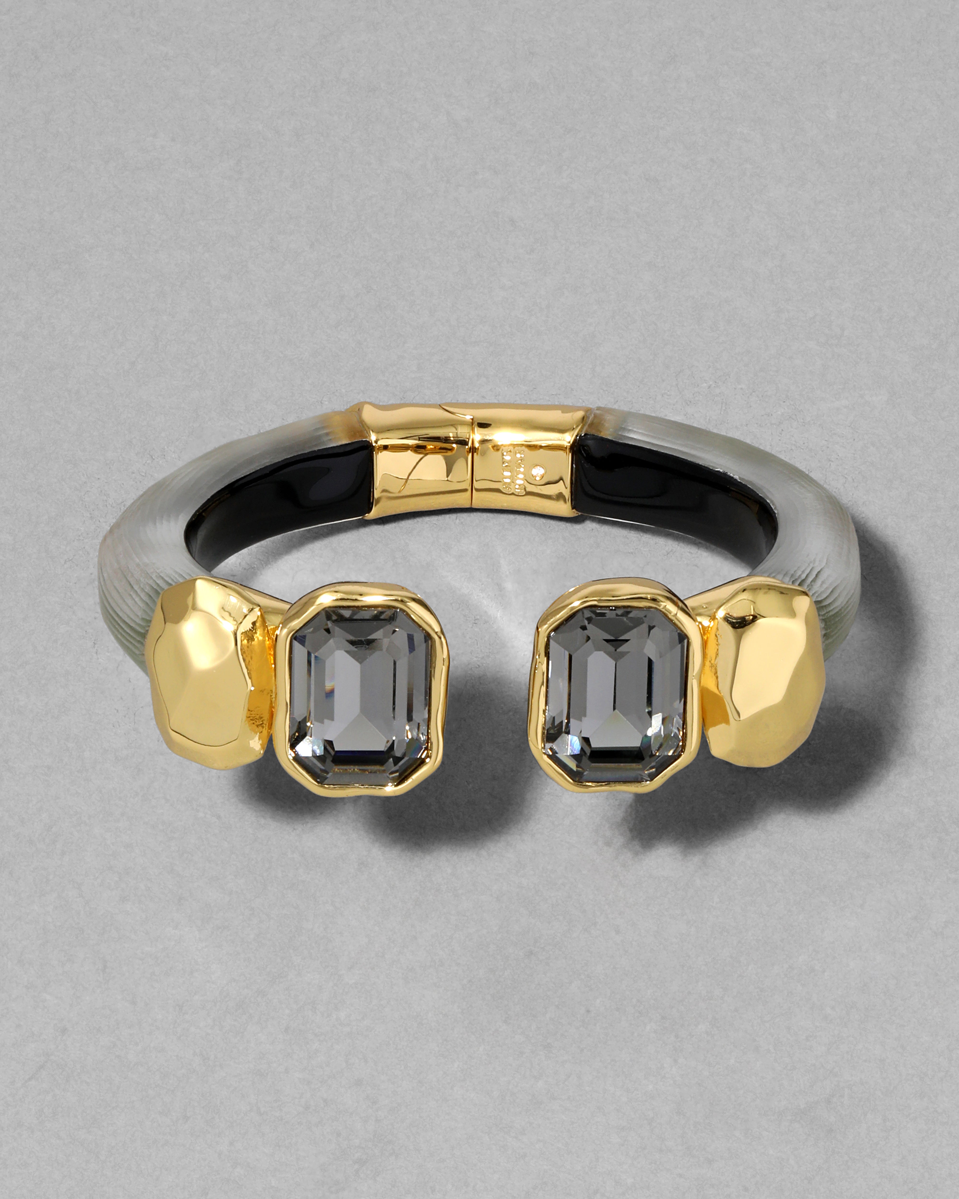 Lucite Crystal Capped Hinge Bracelet Sage