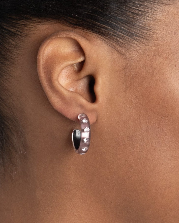 Lucite Crystal Hoop Earring- Dusty Rose - Photo 2