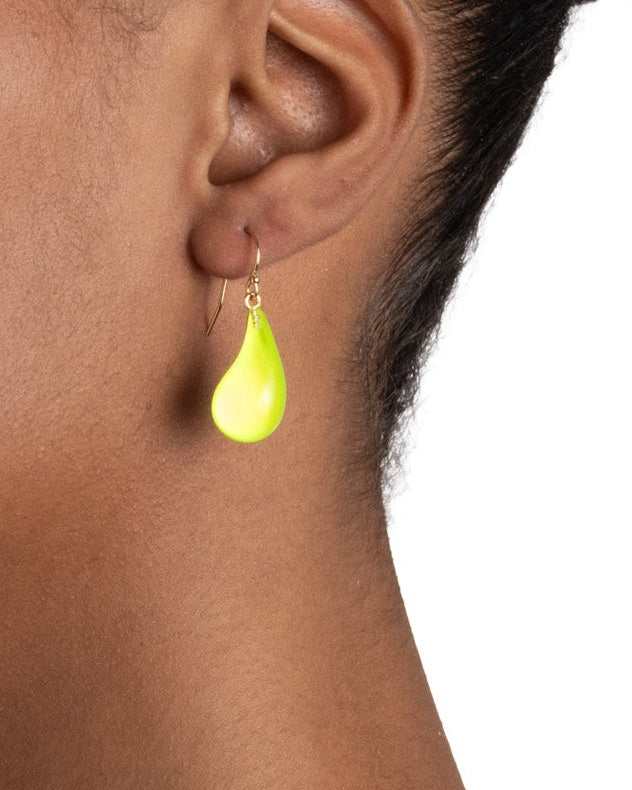 Lucite Dewdrop Earring- Fluorescent Yellow - Photo 2