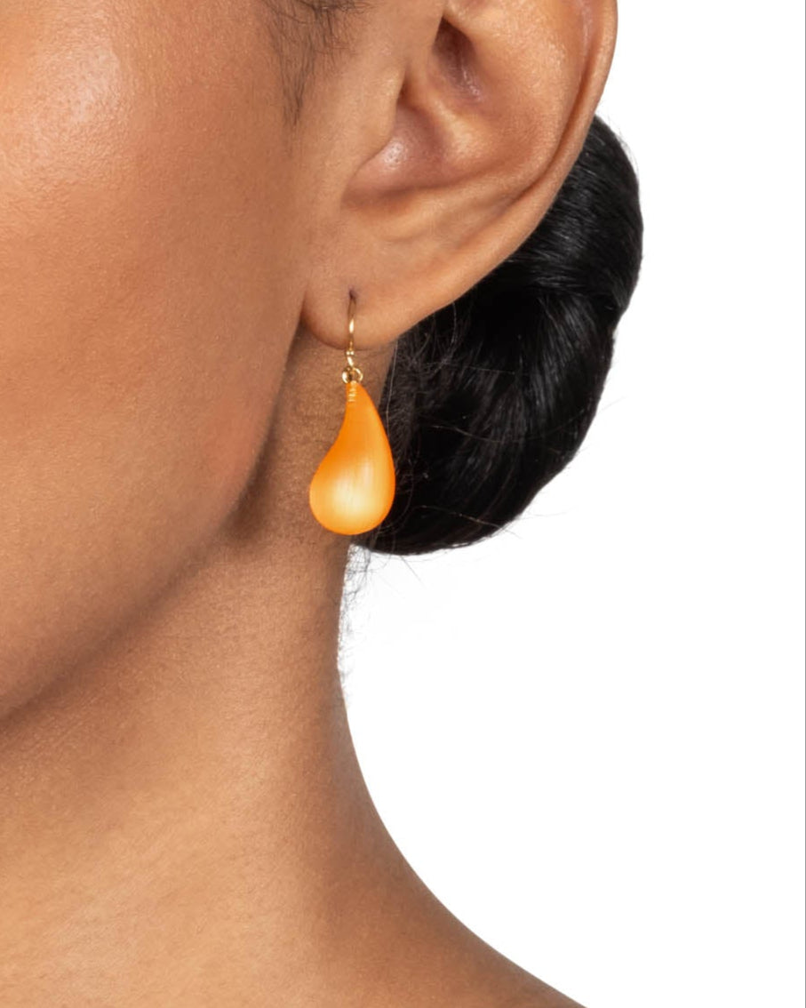 Lucite Dewdrop Earring- Neon Orange - Photo 2