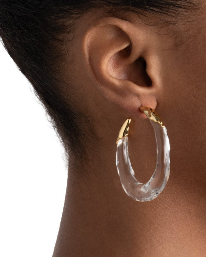 Lucite Molten Hoop Earring - Clear - Photo 2