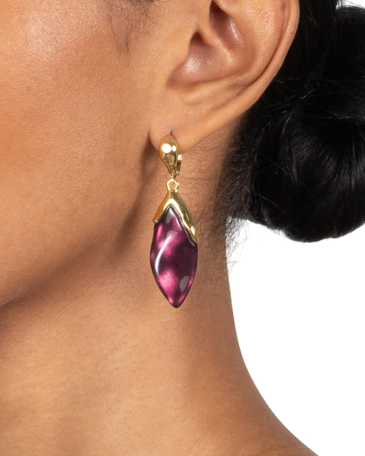 Lucite Petal Leverback Earring- Black Cherry - Photo 2
