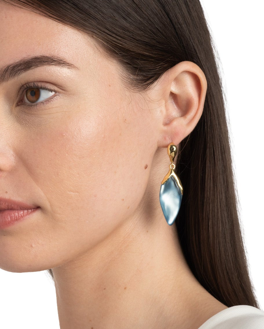 Lucite Petal Leverback Earring- Metallic Sky - Photo 2