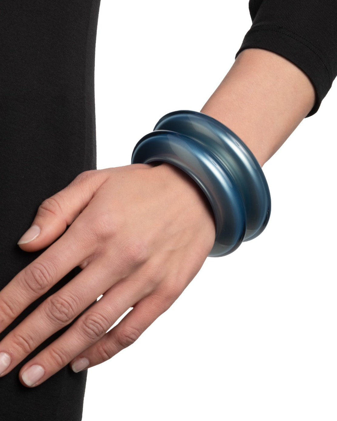 Lucite Saucer Bangle Bracelet- Metallic Sky - Photo 2