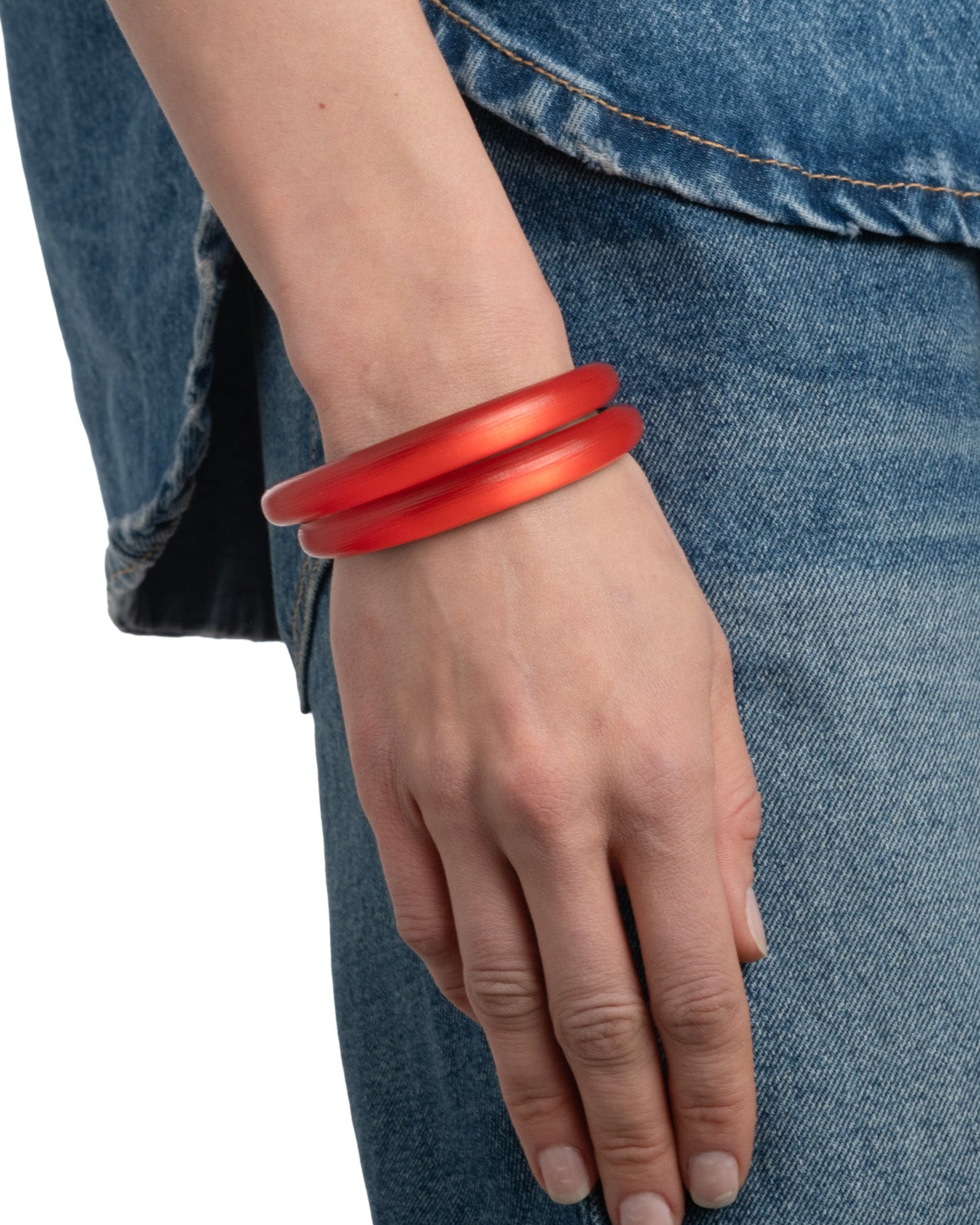 Lucite Skinny Bangle- Lipstick Red - Photo 2