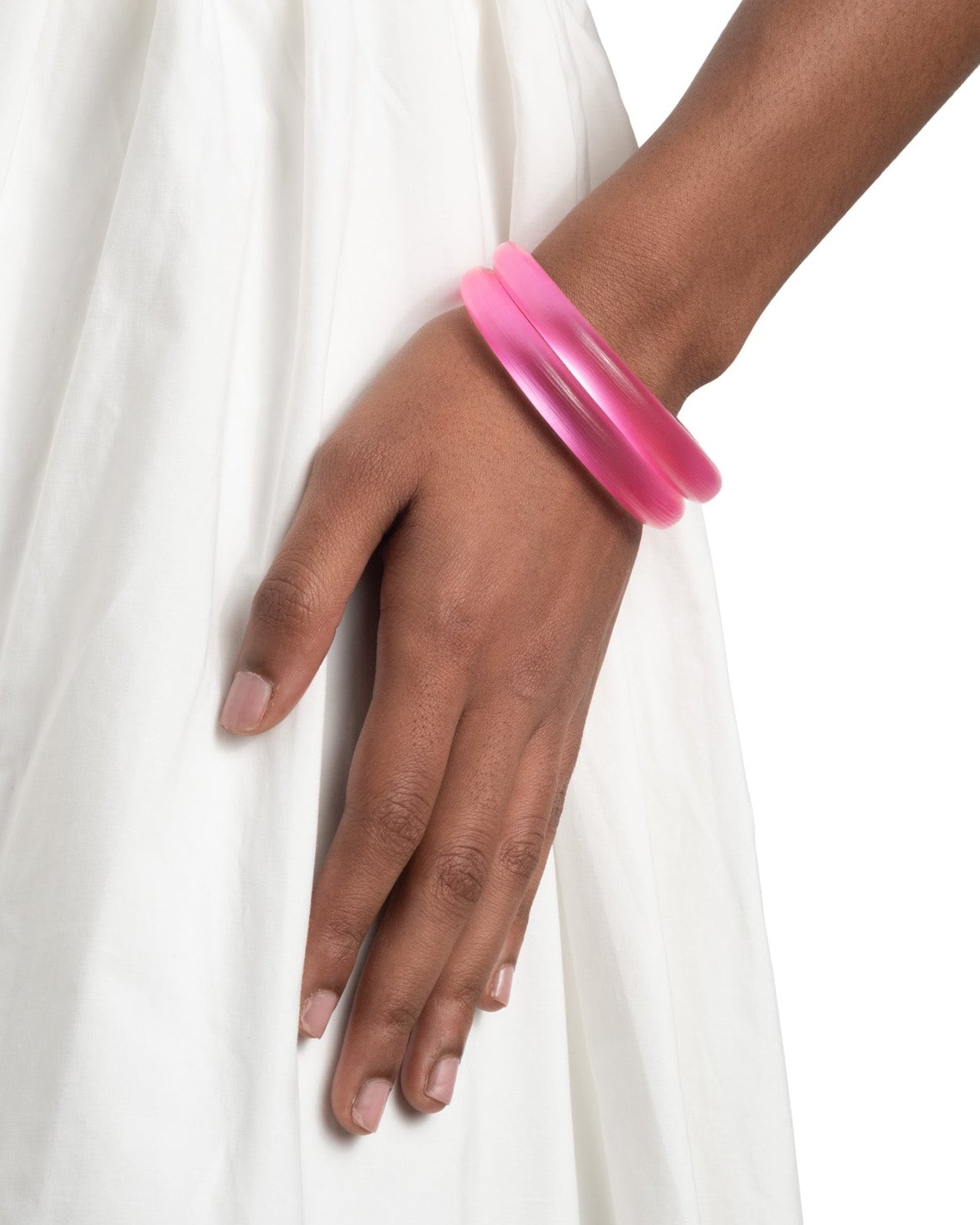 Lucite Skinny Bangle- Neon Pink - Photo 2
