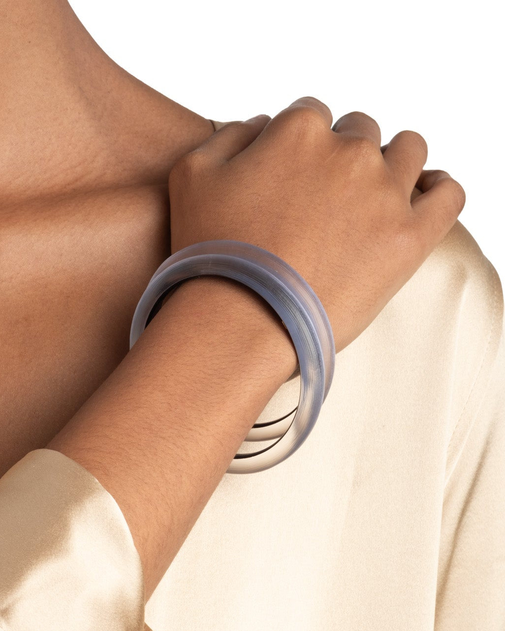 Lucite Skinny Bangle- Steel Blue - Photo 2
