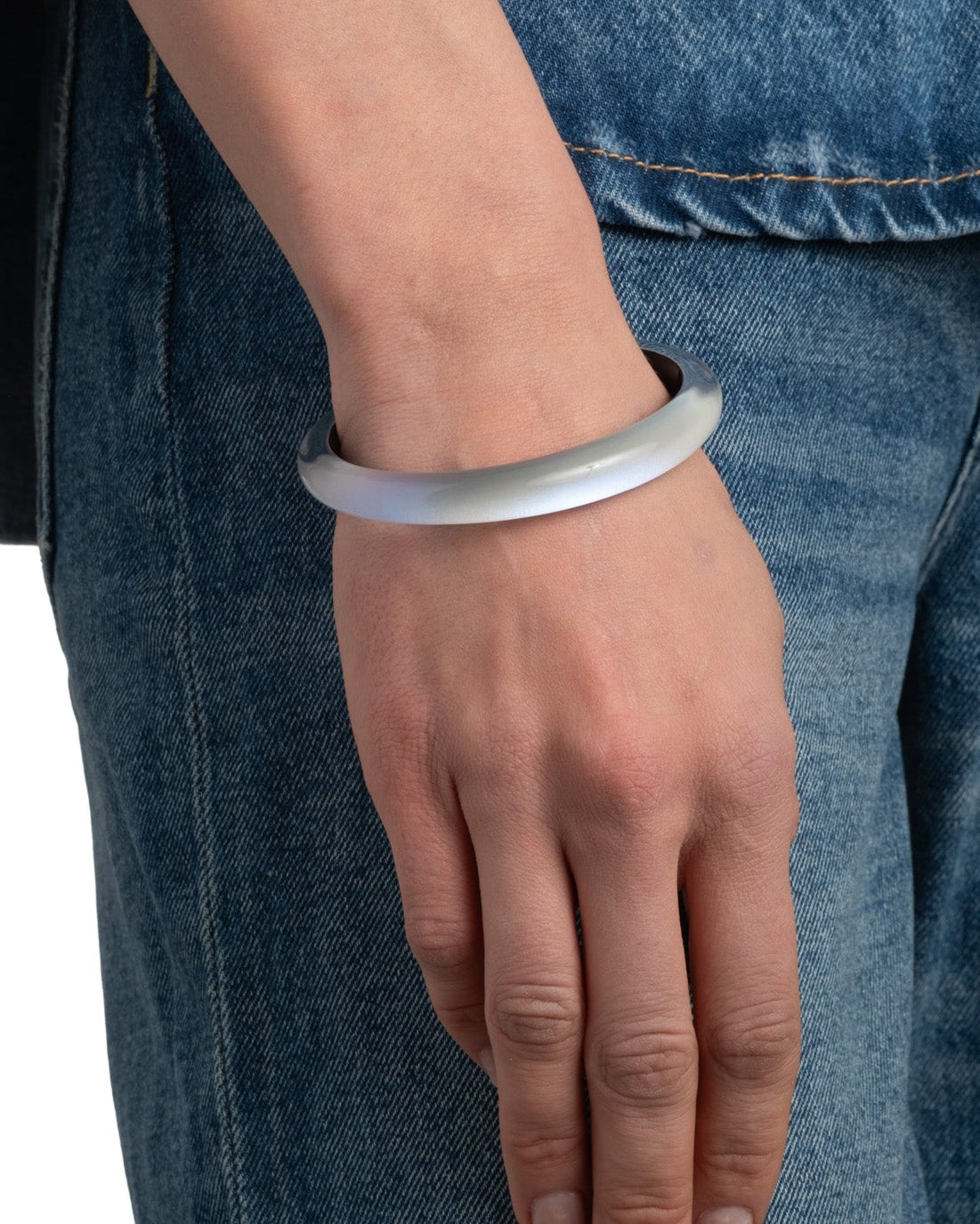 Lucite Skinny Bangle- White Opal - Photo 2