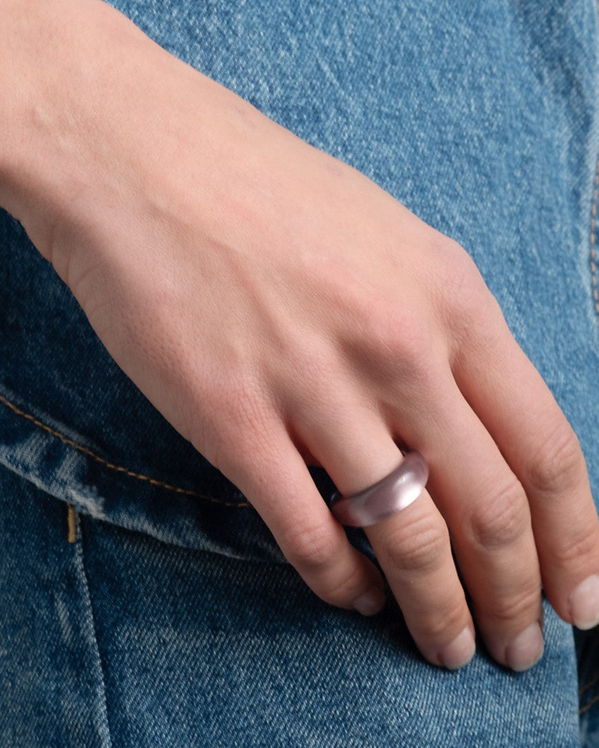 Lucite Tapered Ring- Dusty Rose - Photo 2