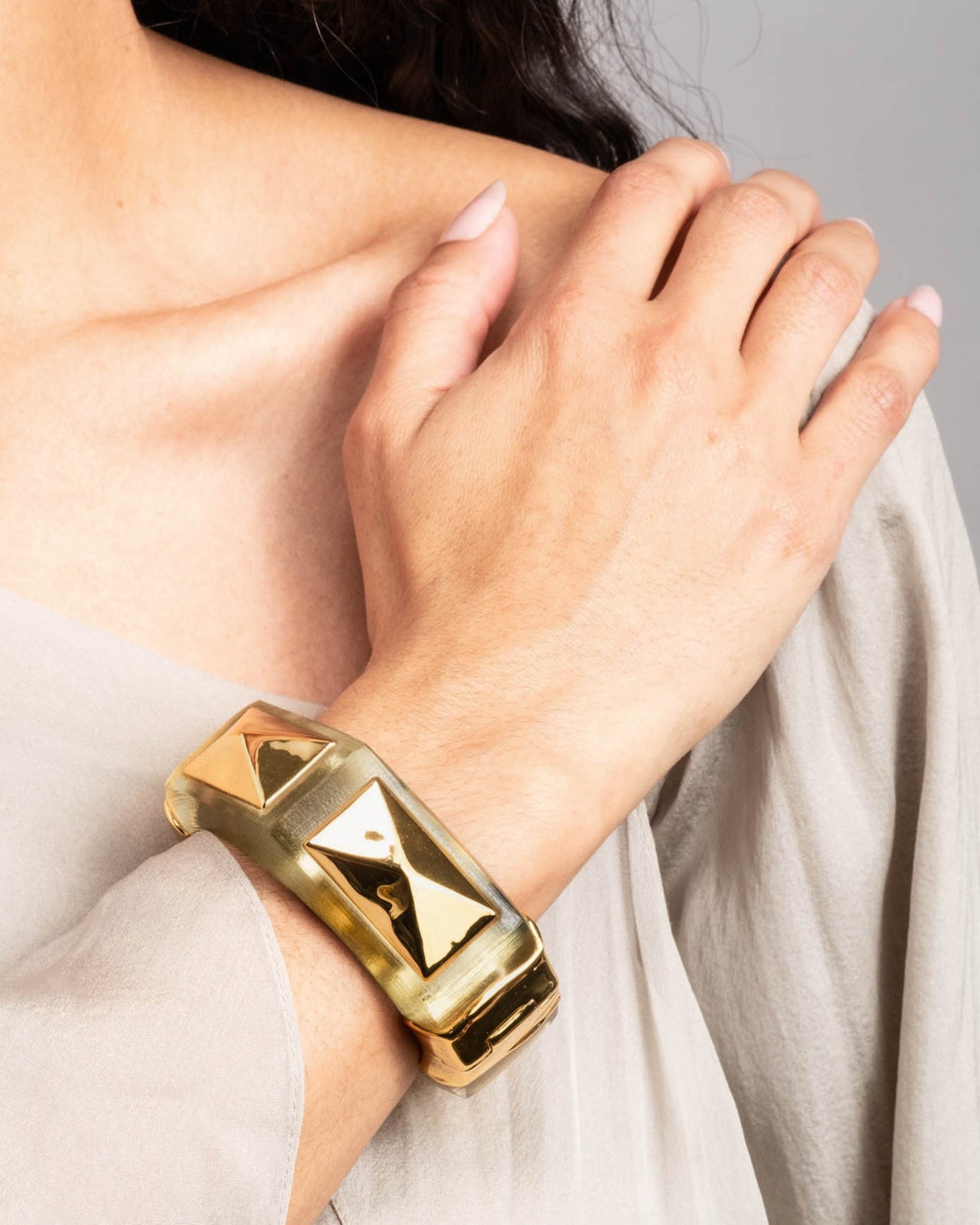 Luminous Lucite Armor Hinge Bracelet- Sage - Photo 2