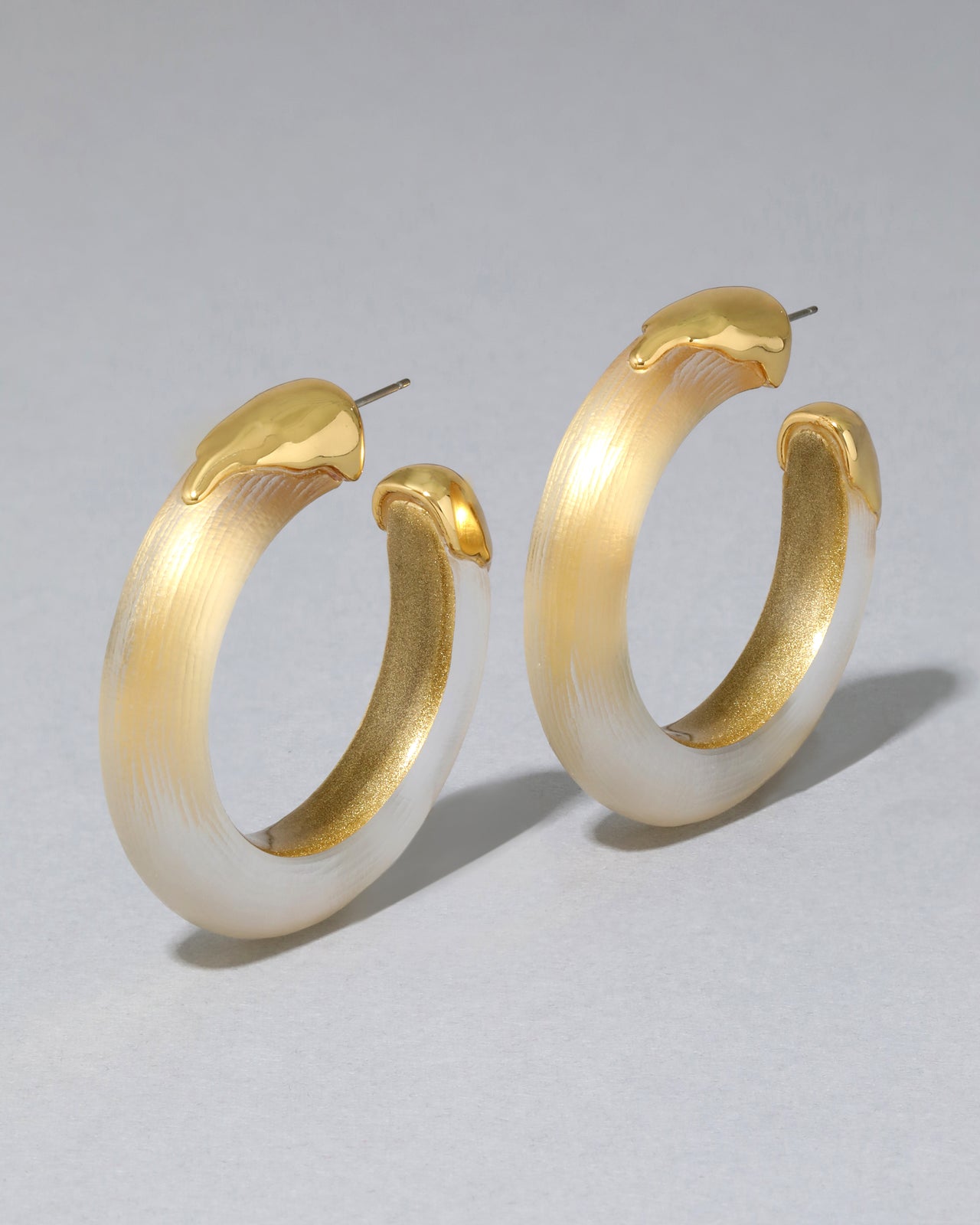 Luminous Lucite Gold Dipped Hoop Earring- Gold - Photo 2