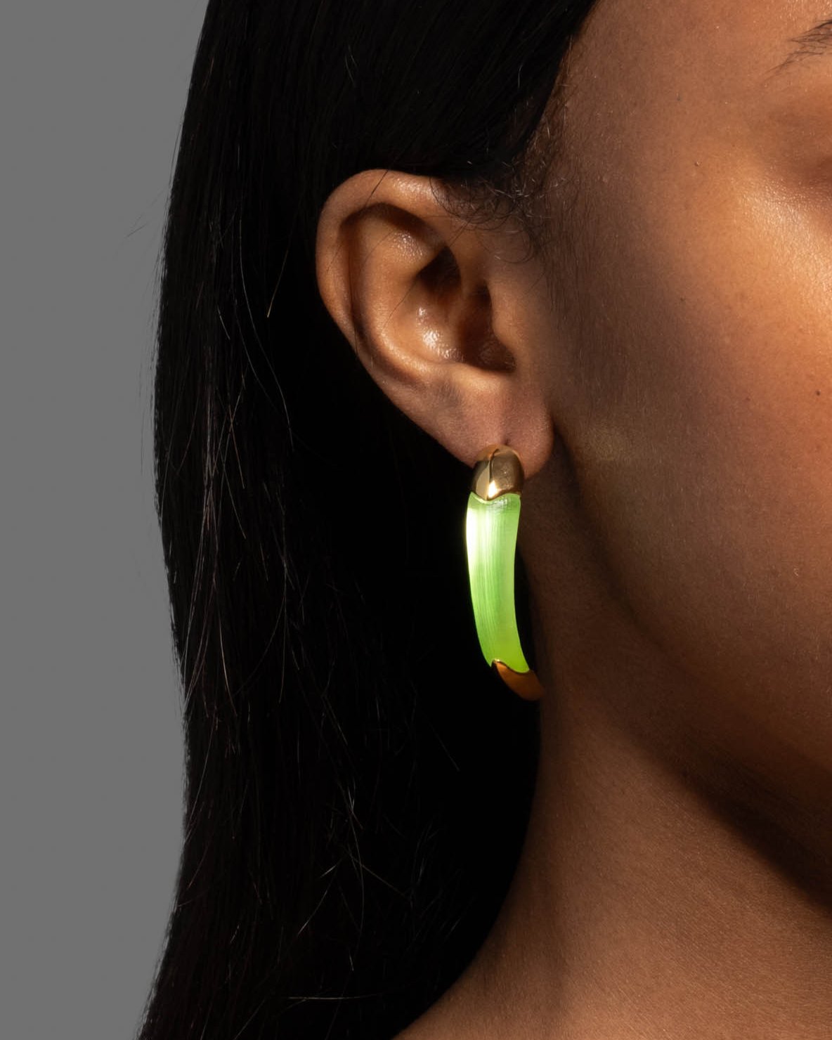 Luminous Lucite Claw Post Earring- Neon Green - Photo 2