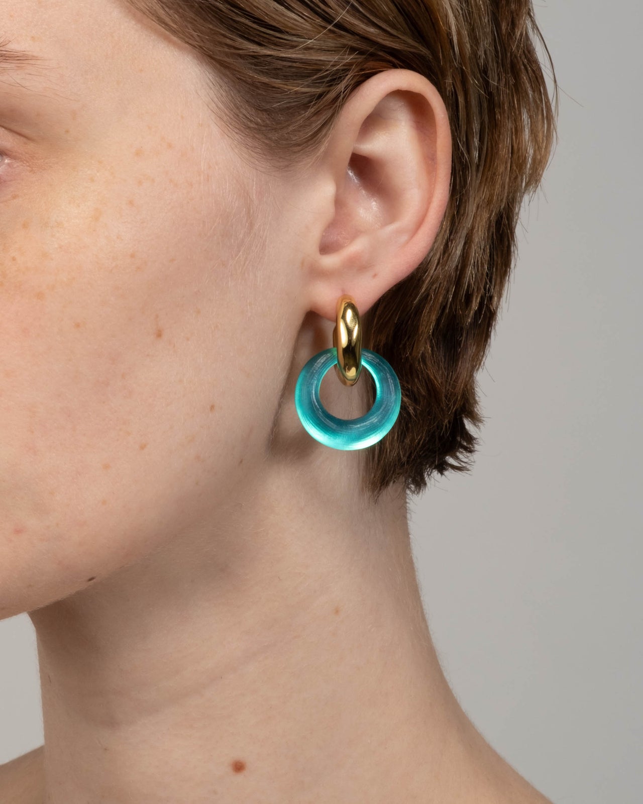 Luminous Lucite Door Knocker Earring- Caspian Sea - Photo 2