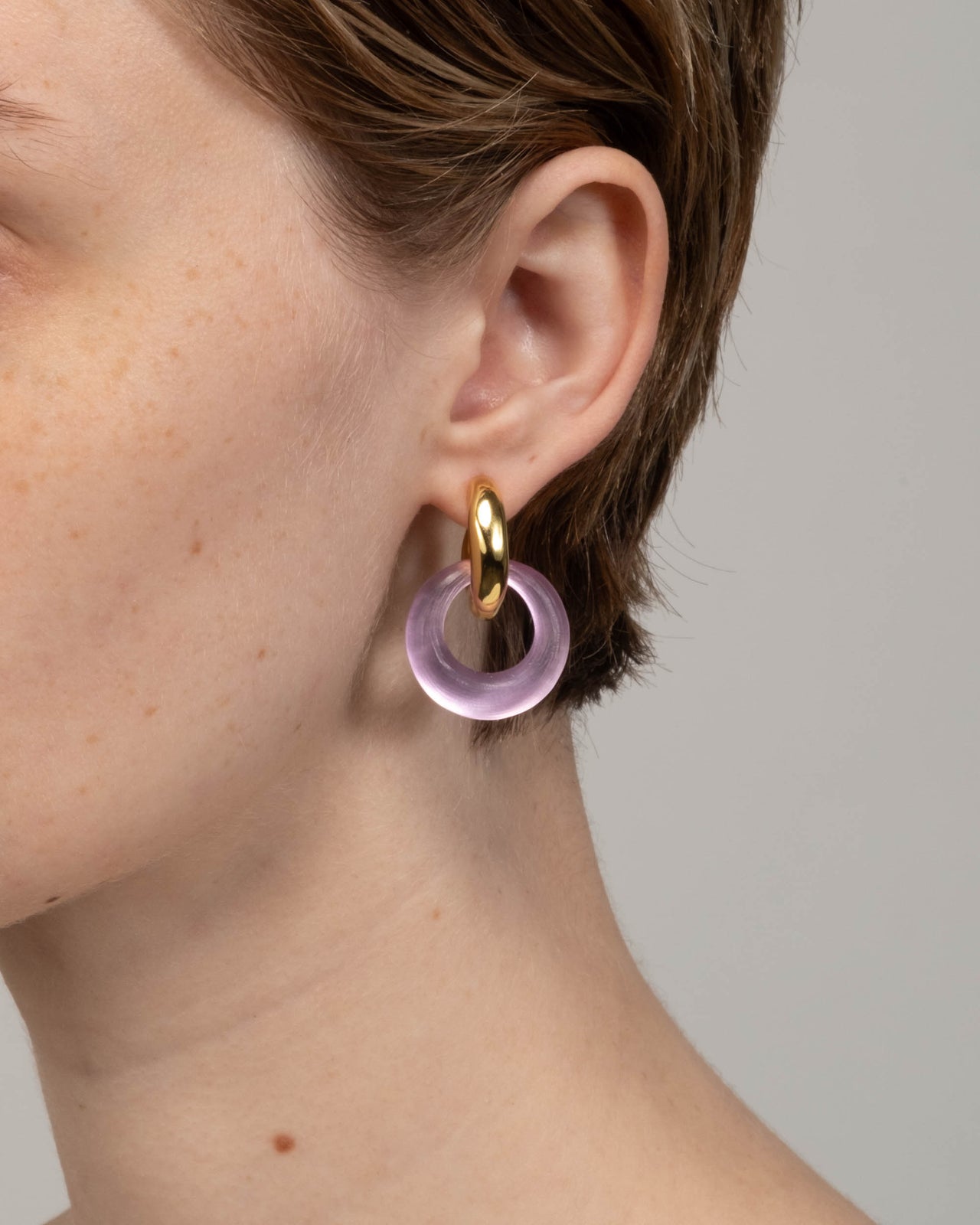 Luminous Lucite Door Knocker Earring- Cherry Blossom - Photo 2