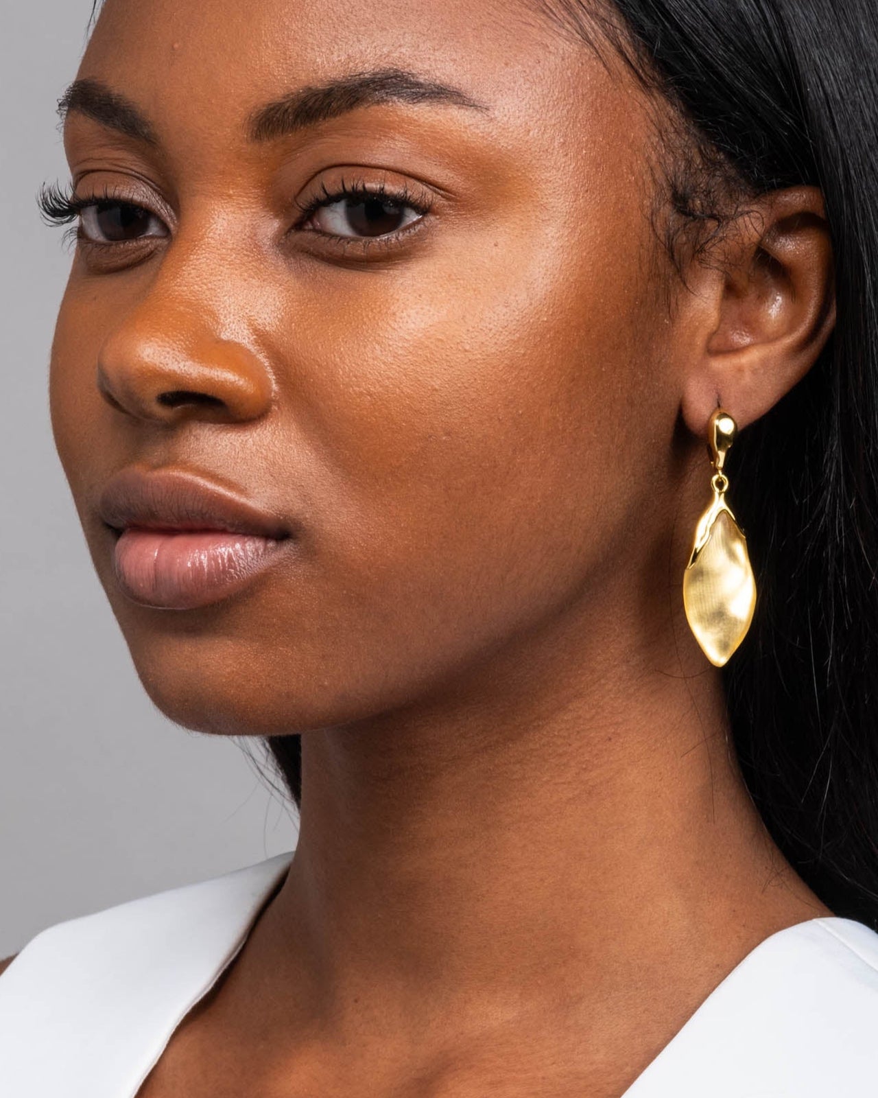 Luminous Lucite Petal Leverback Earring- Gold - Photo 2
