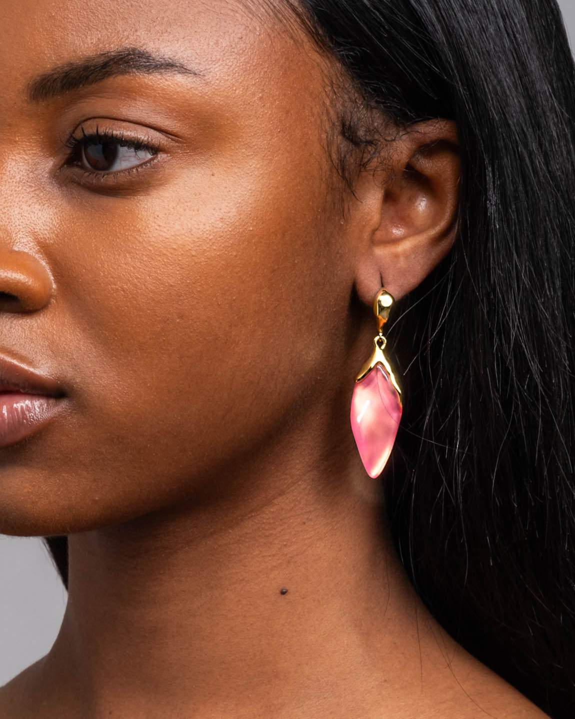 Luminous Lucite Petal Leverback Earring- Sweet Melon - Photo 2