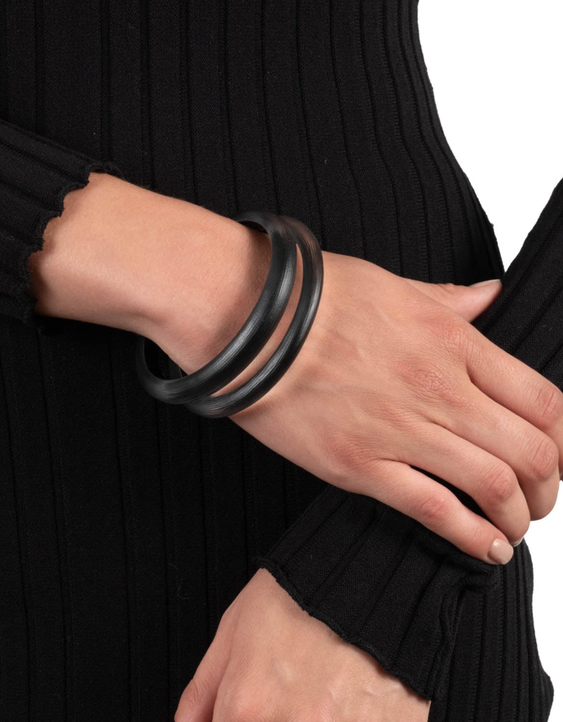 Lucite Skinny Bangle Bracelet- Black - Photo 2