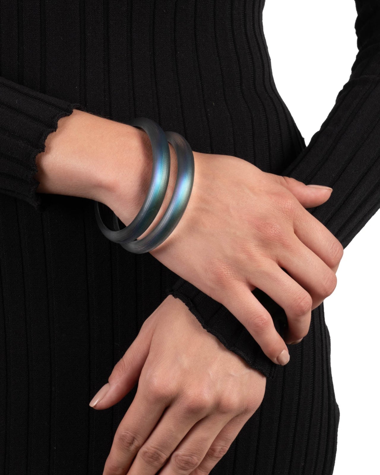 Lucite Skinny Bangle Bracelet- Black Beetle - Photo 2
