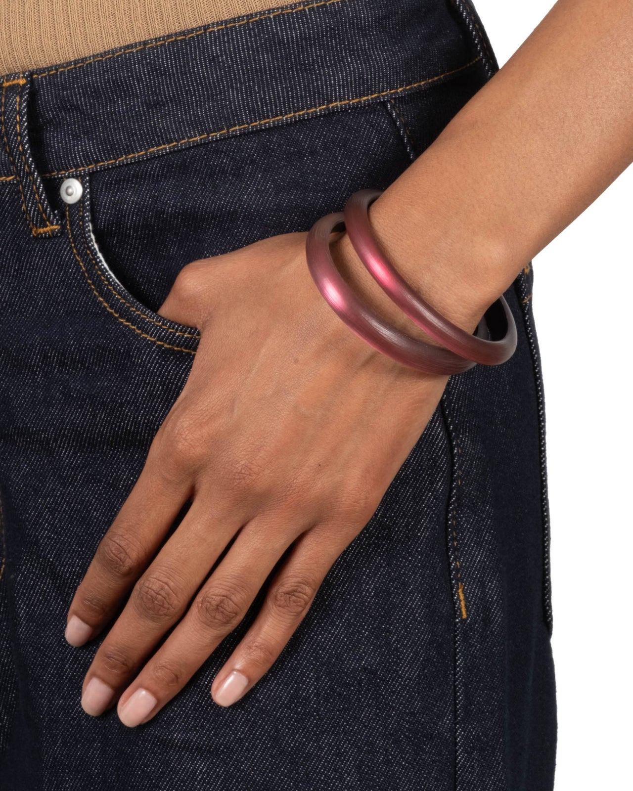 Lucite Skinny Bangle Bracelet- Merlot - Photo 2