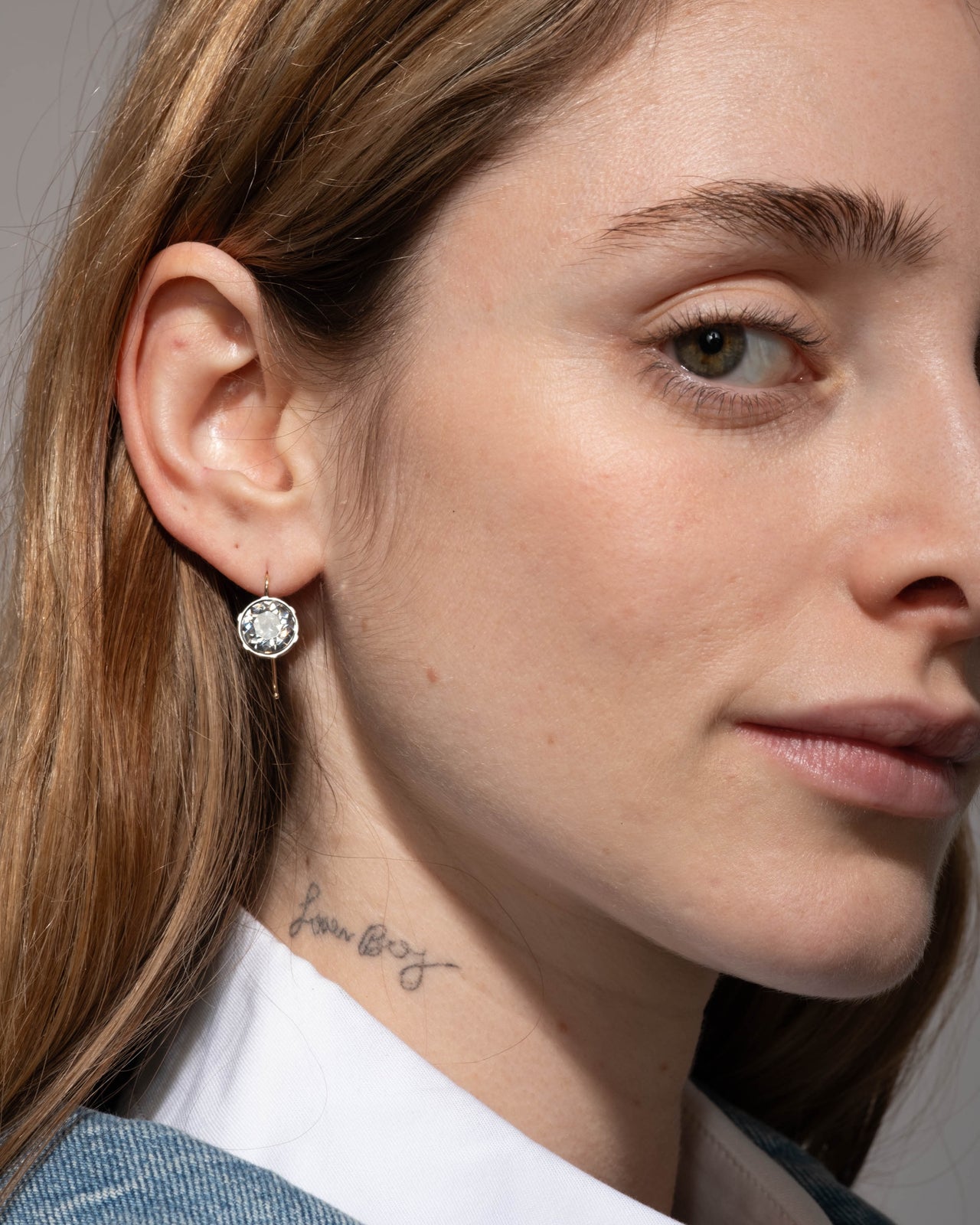 Sterling Silver and 14k Gold Wire Drop Medium Cut Luminous Crystal Earring - Photo 2