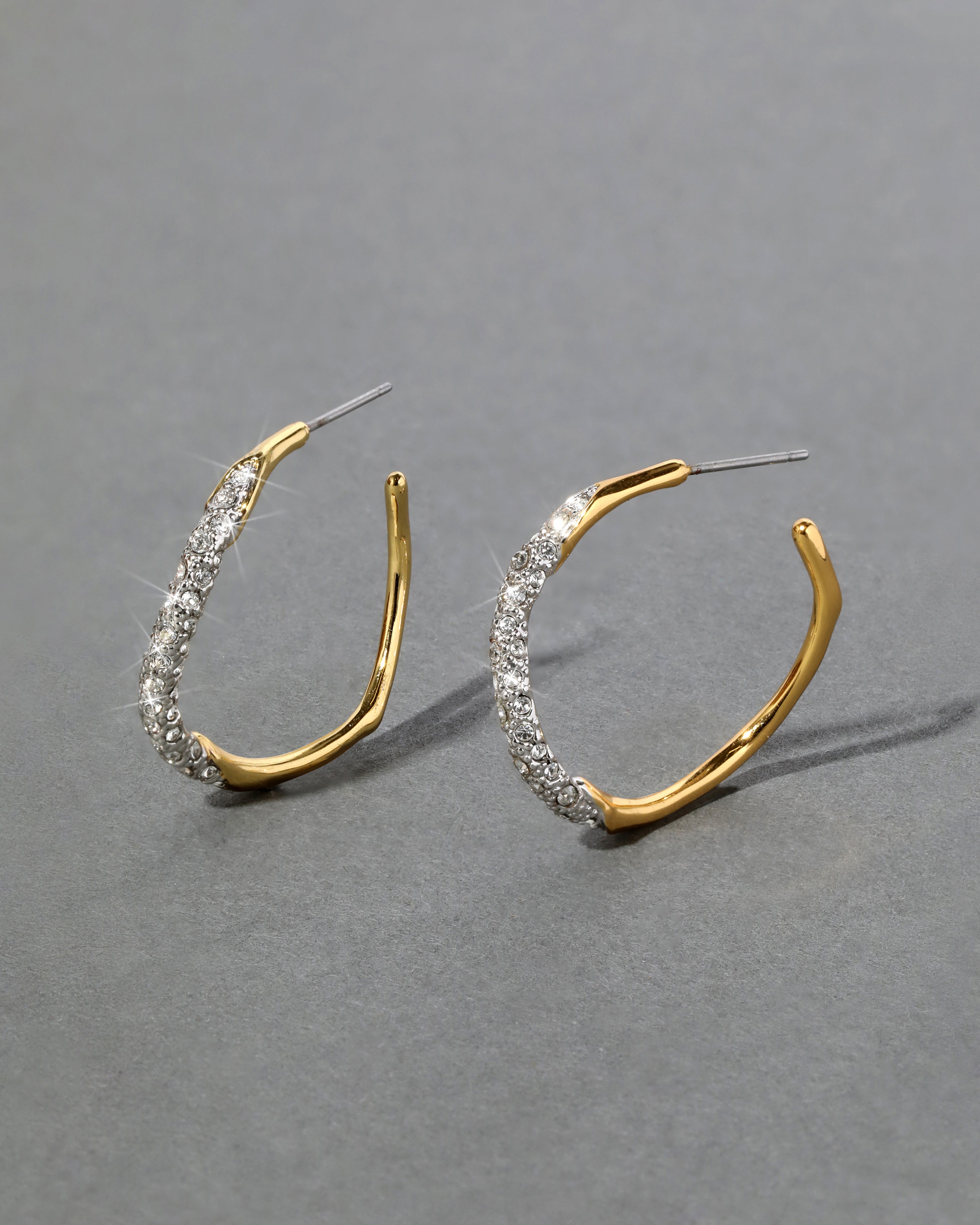 Two Tone Pave Hoop Earring