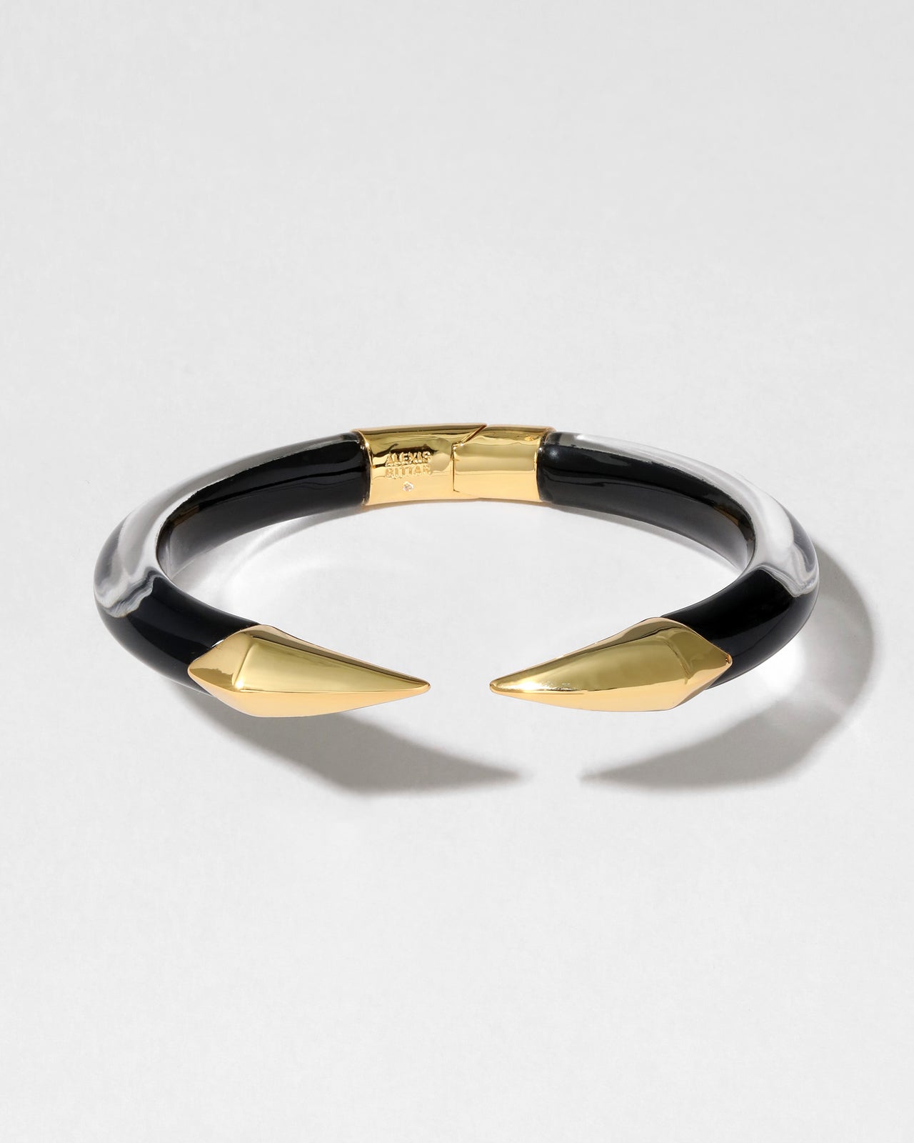 Mirrored Pyramid Lucite Brake Hinge Bracelet- Onyx - Photo 2