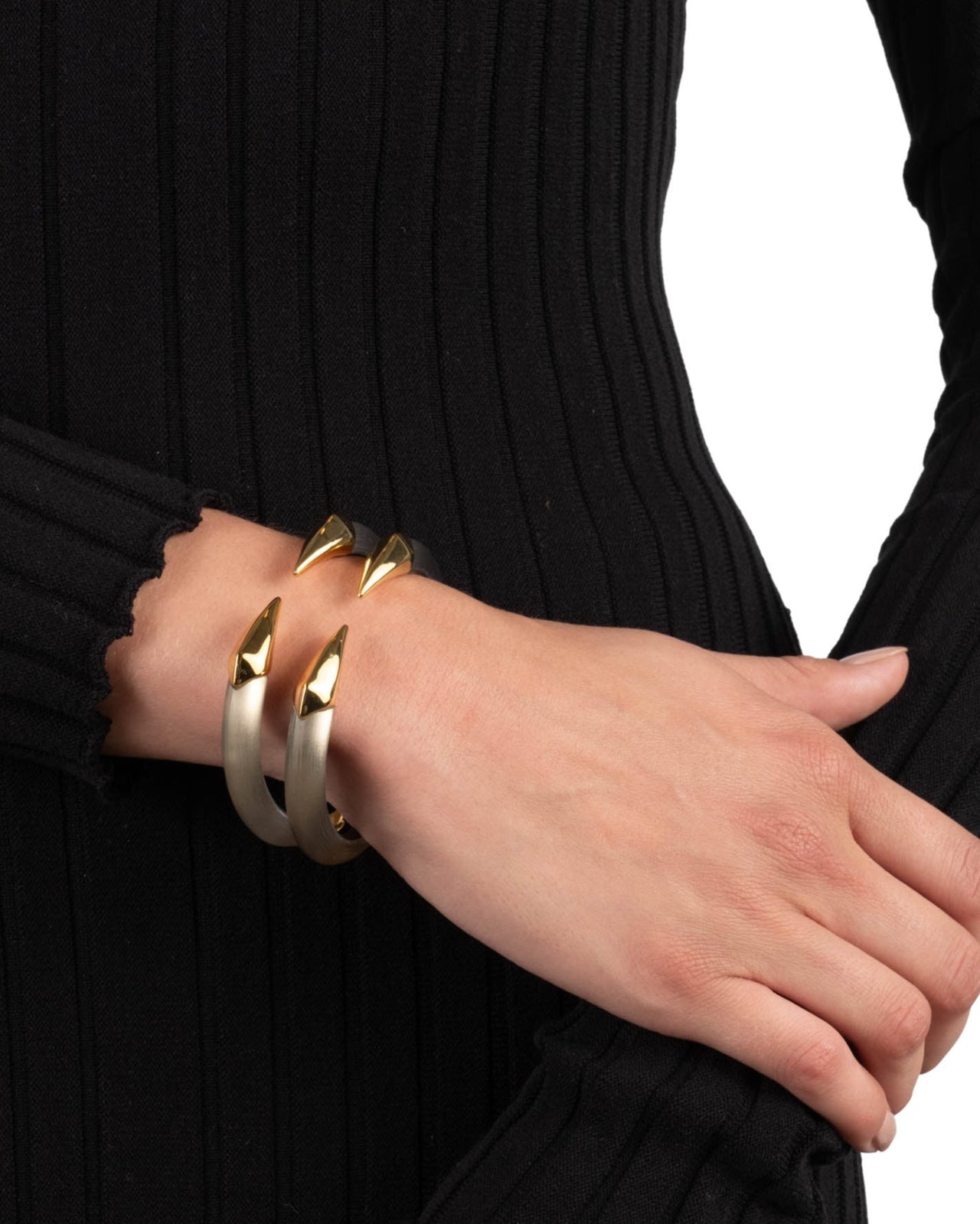 Mirrored Pyramid Lucite Brake Hinge Bracelet- Warm Grey - Photo 2