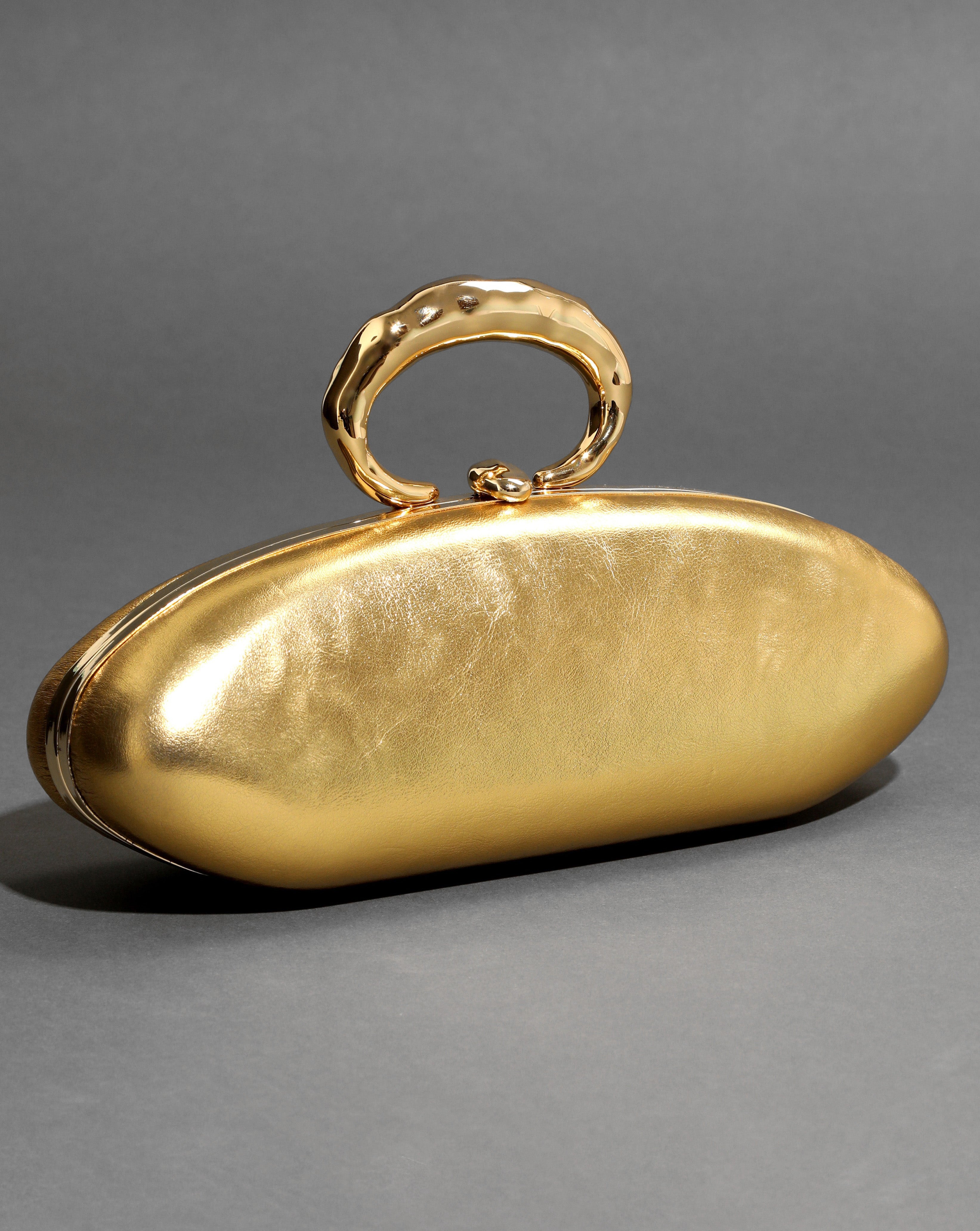 Molten Gold Bullet Minaudière | Metallic Minaudière Clutch