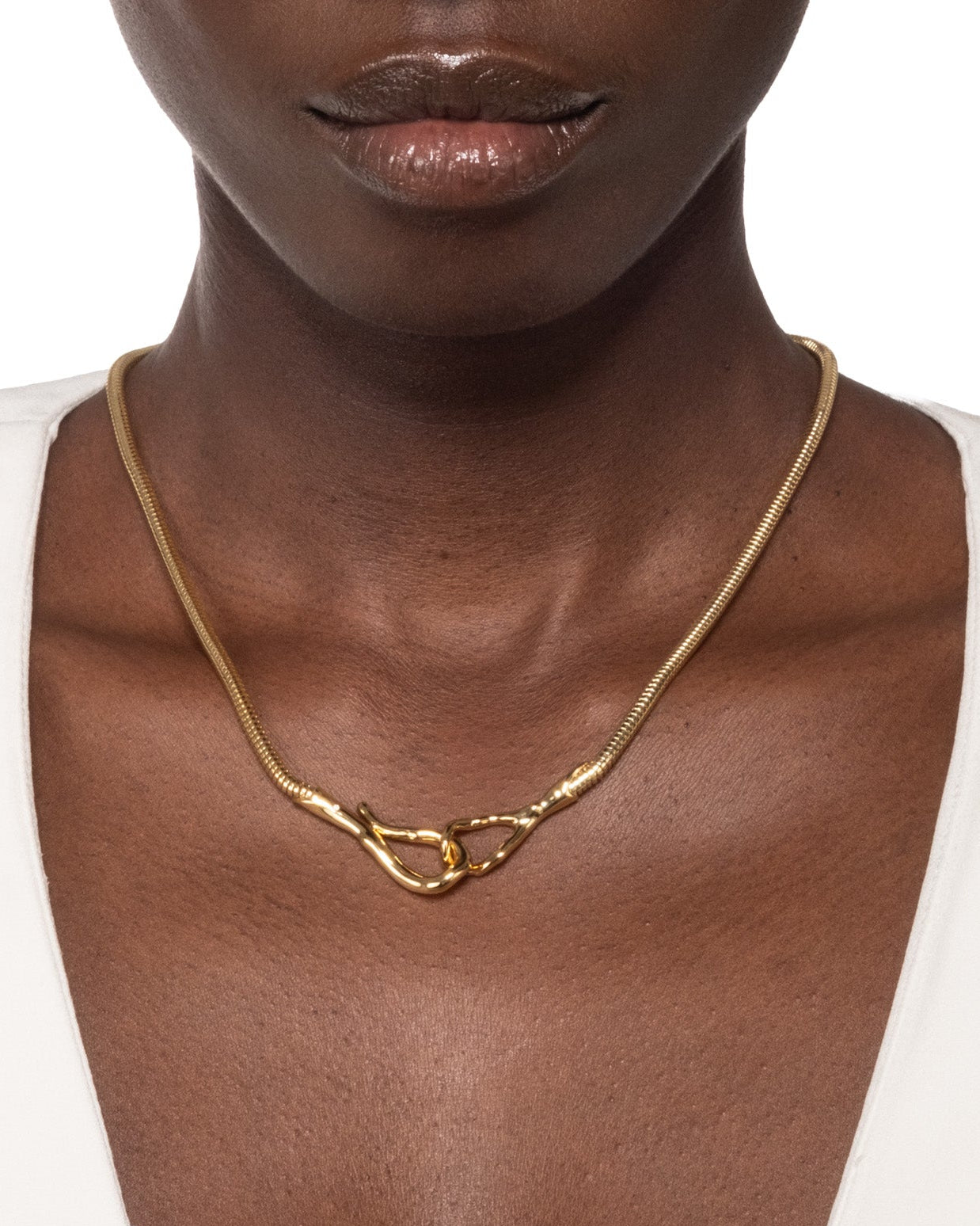 Molten Gold Snake Chain Hook Necklace - Photo 2