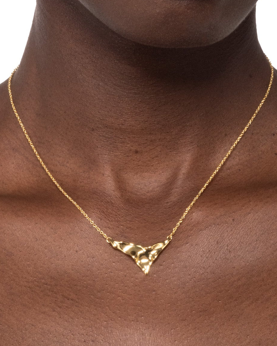Molten Gold Shield Pendant Necklace - Photo 2