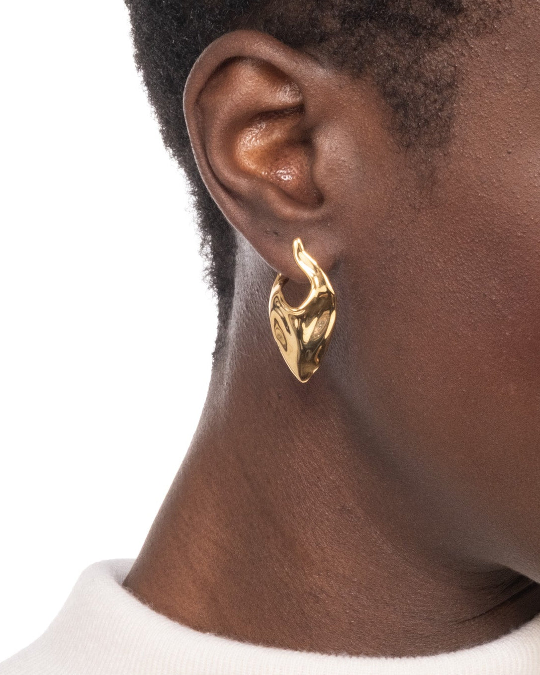 Molten Gold Shield Post Earring - Photo 2