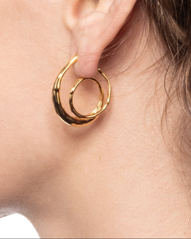 Molten Gold Small Spiral Hoop Earring - Photo 2