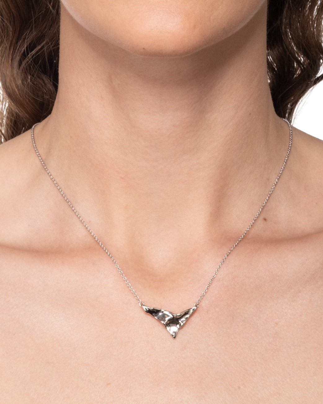 Molten Silver Shield Pendant Necklace - Photo 2
