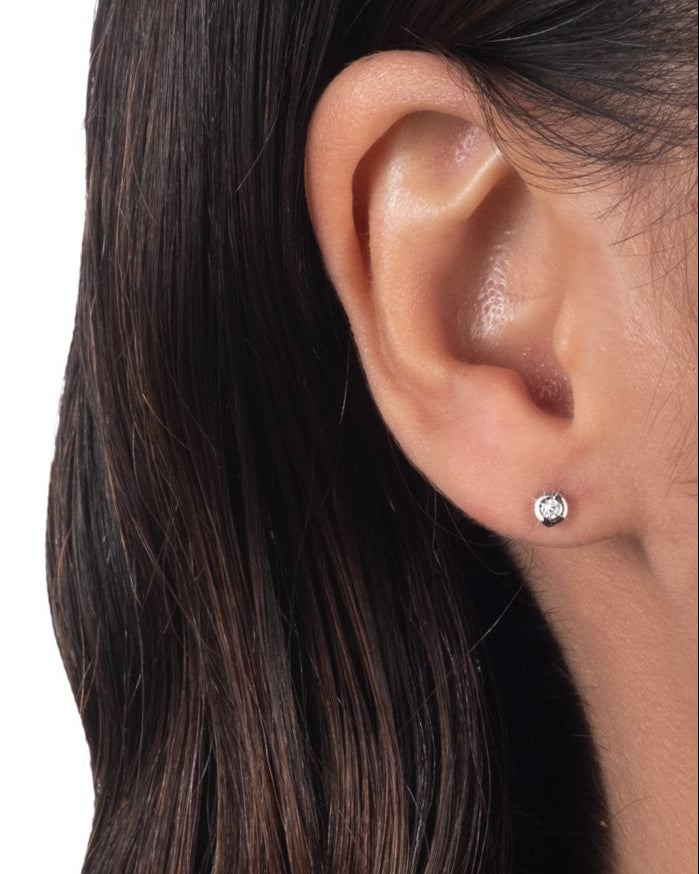 Molten Sterling Petite Bezel Stud Earring- White Moissanite - Photo 2
