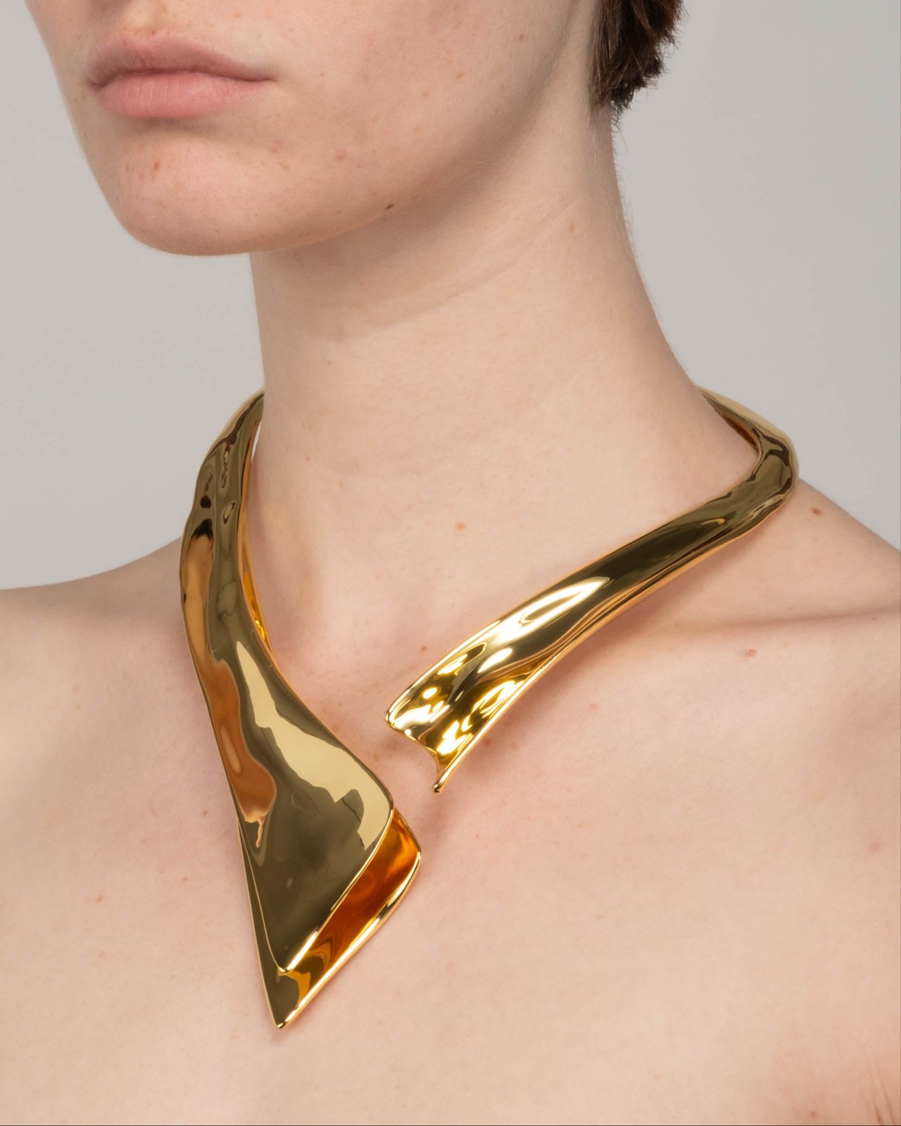 Molten Gold Bypass Hinged Collar Necklace - Photo 2