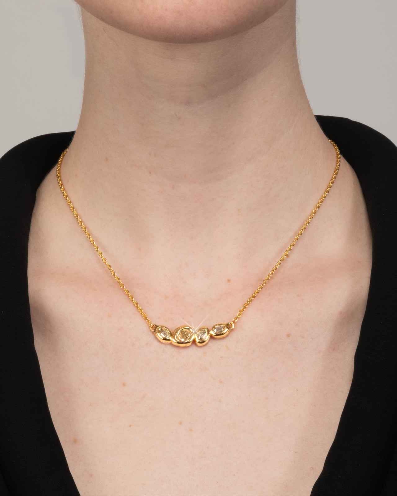 Molten Gold Crystal Station Necklace - Photo 2
