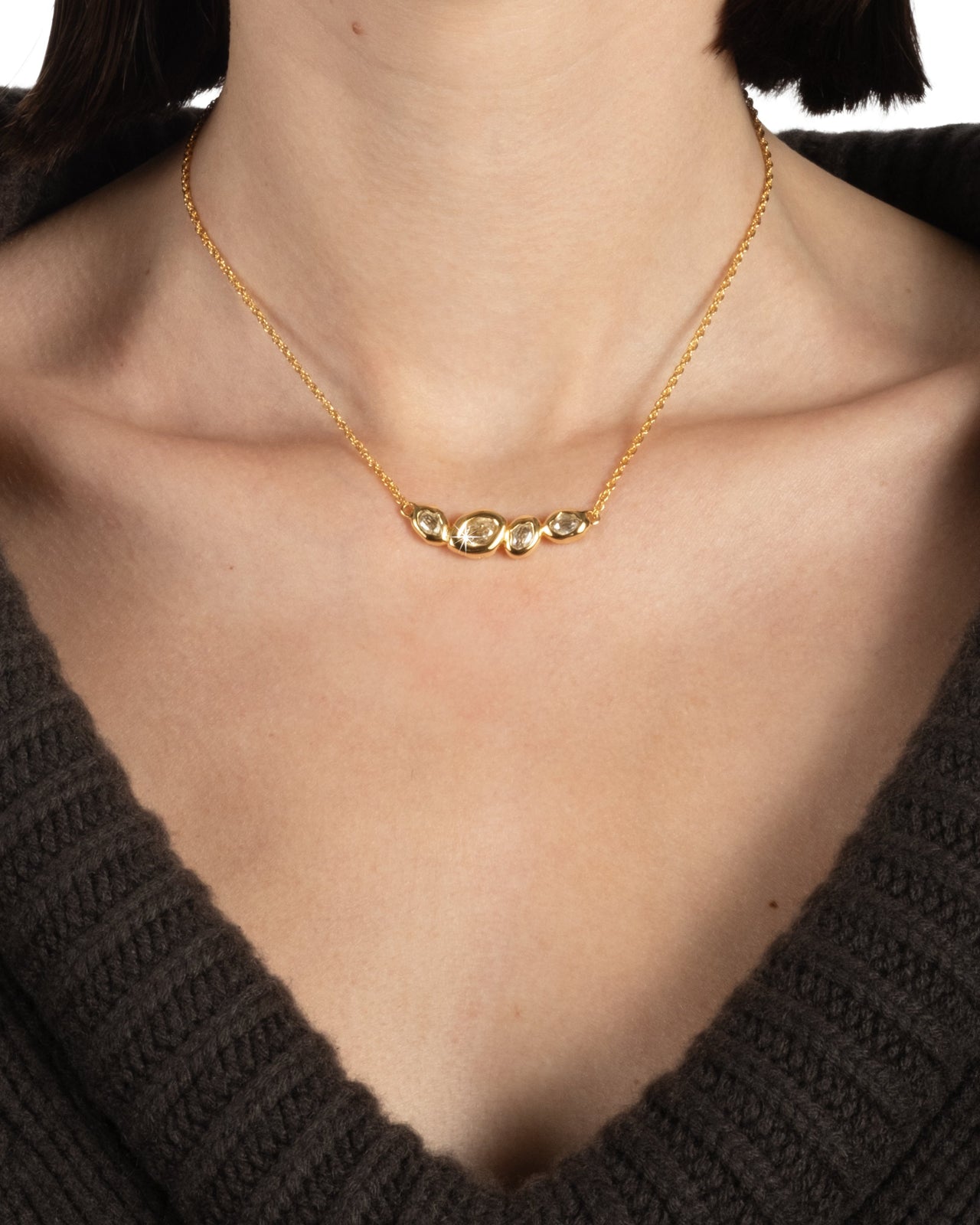 Molten Gold Crystal Station Necklace - Photo 2