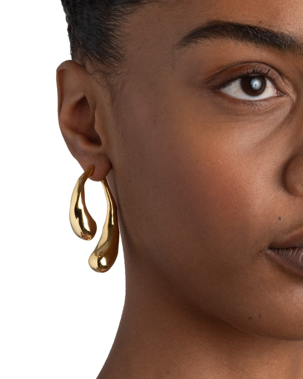 Molten Gold Scoop Front Back Earring - Photo 2