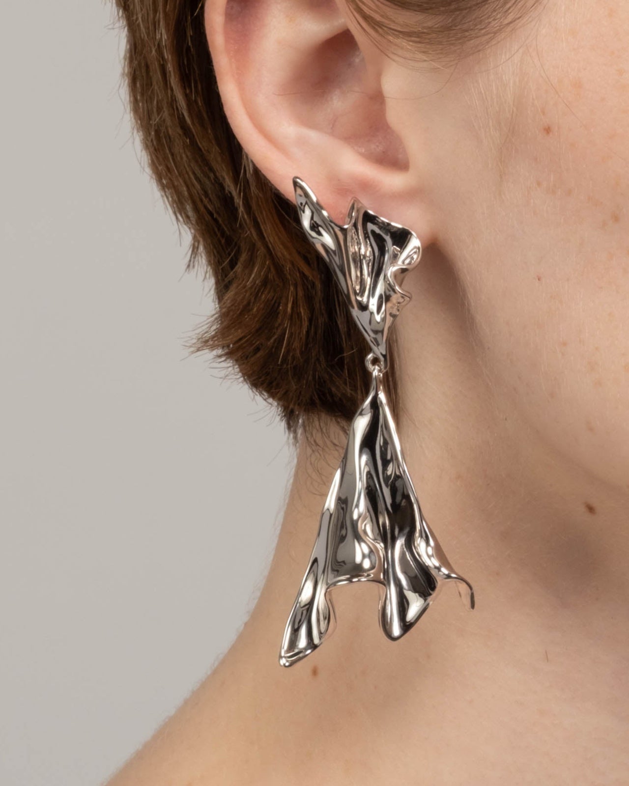 Molten Silver Flared Drop Earring - Photo 2