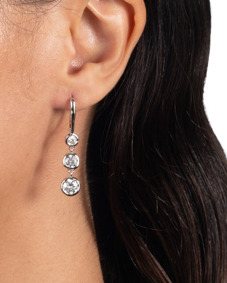 Molten Sterling Triple Drop Earring- White Moissanite - Photo 2