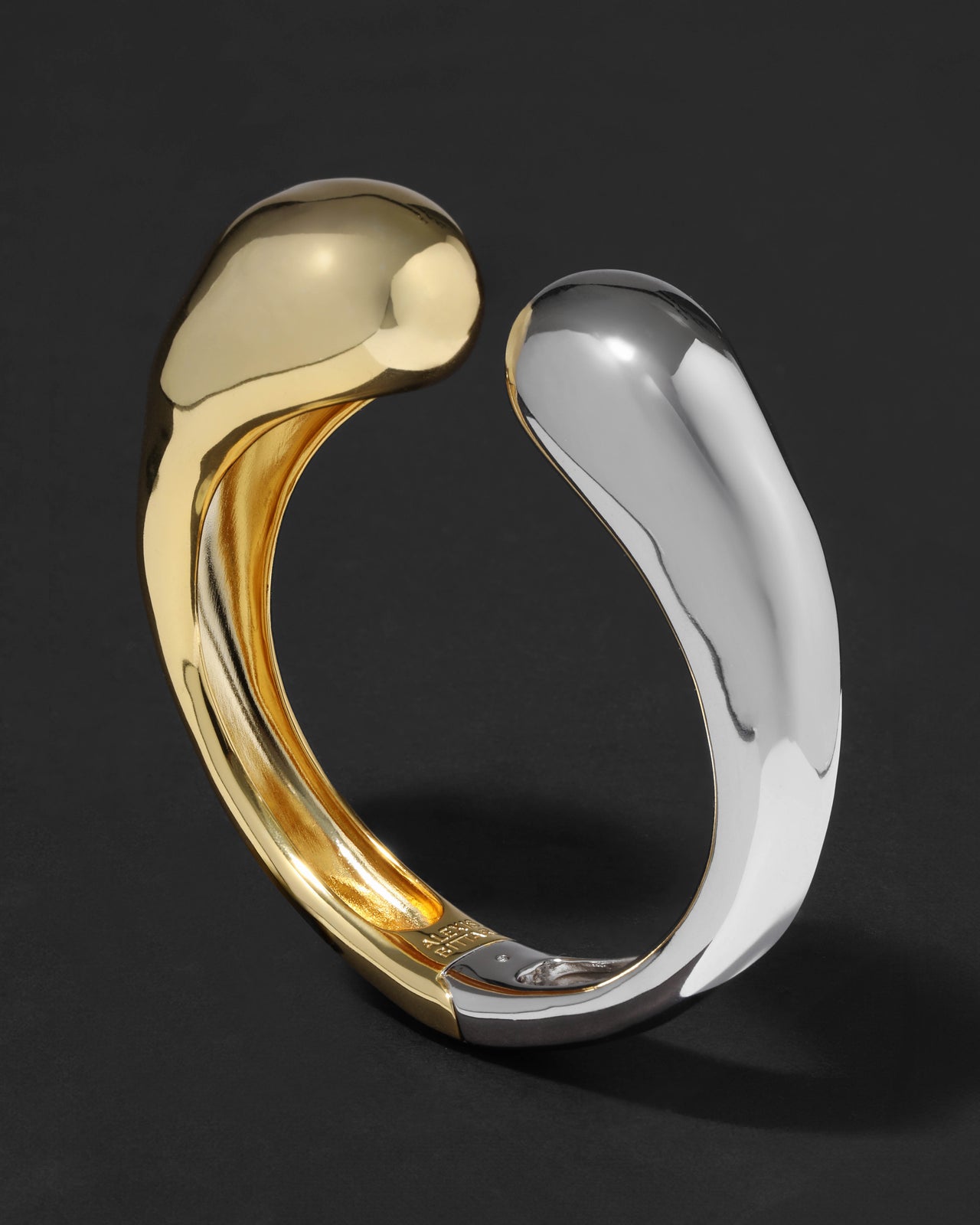 Molten Two-Tone Domed Hinge Cuff Bracelet - Photo 2