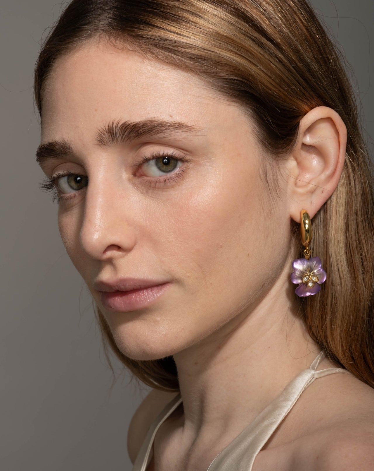 Pansy Petite Lucite Hoop Earring- Field Pansy - Photo 2