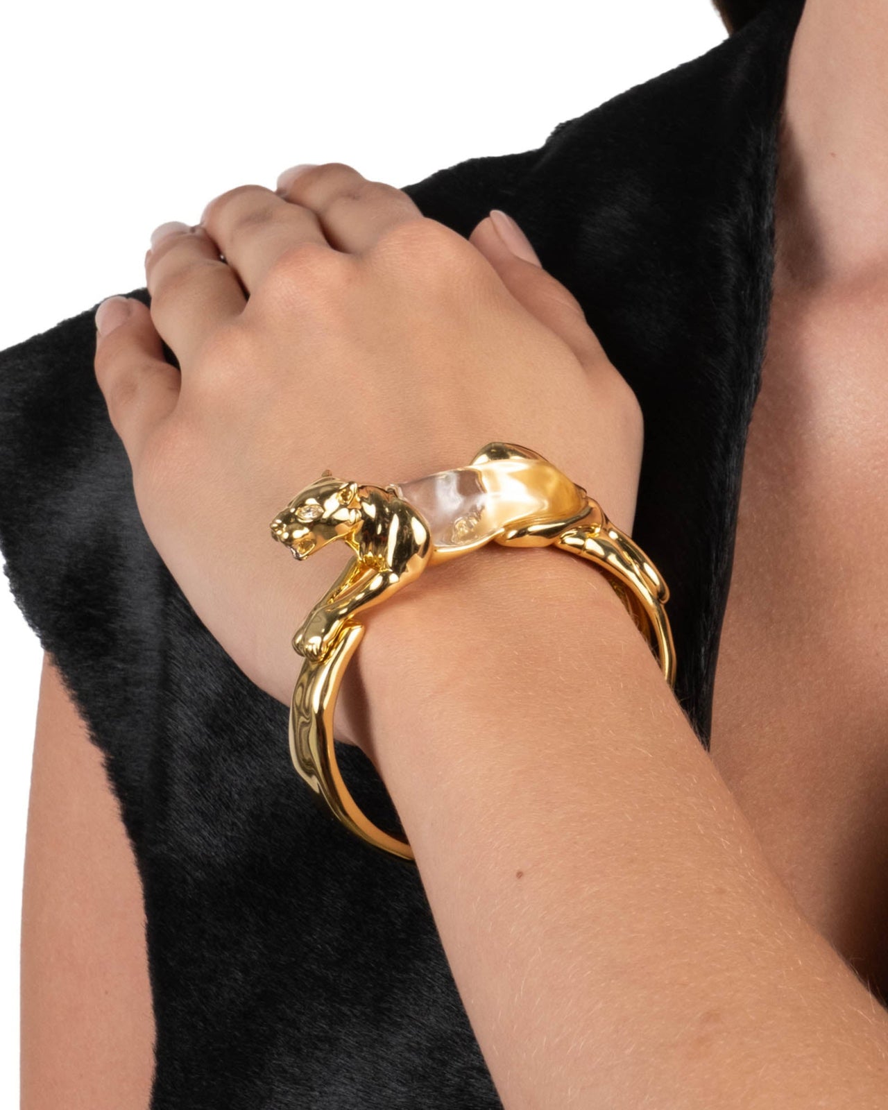 Gold Panther Jelly Belly Hinge Bracelet - Photo 2