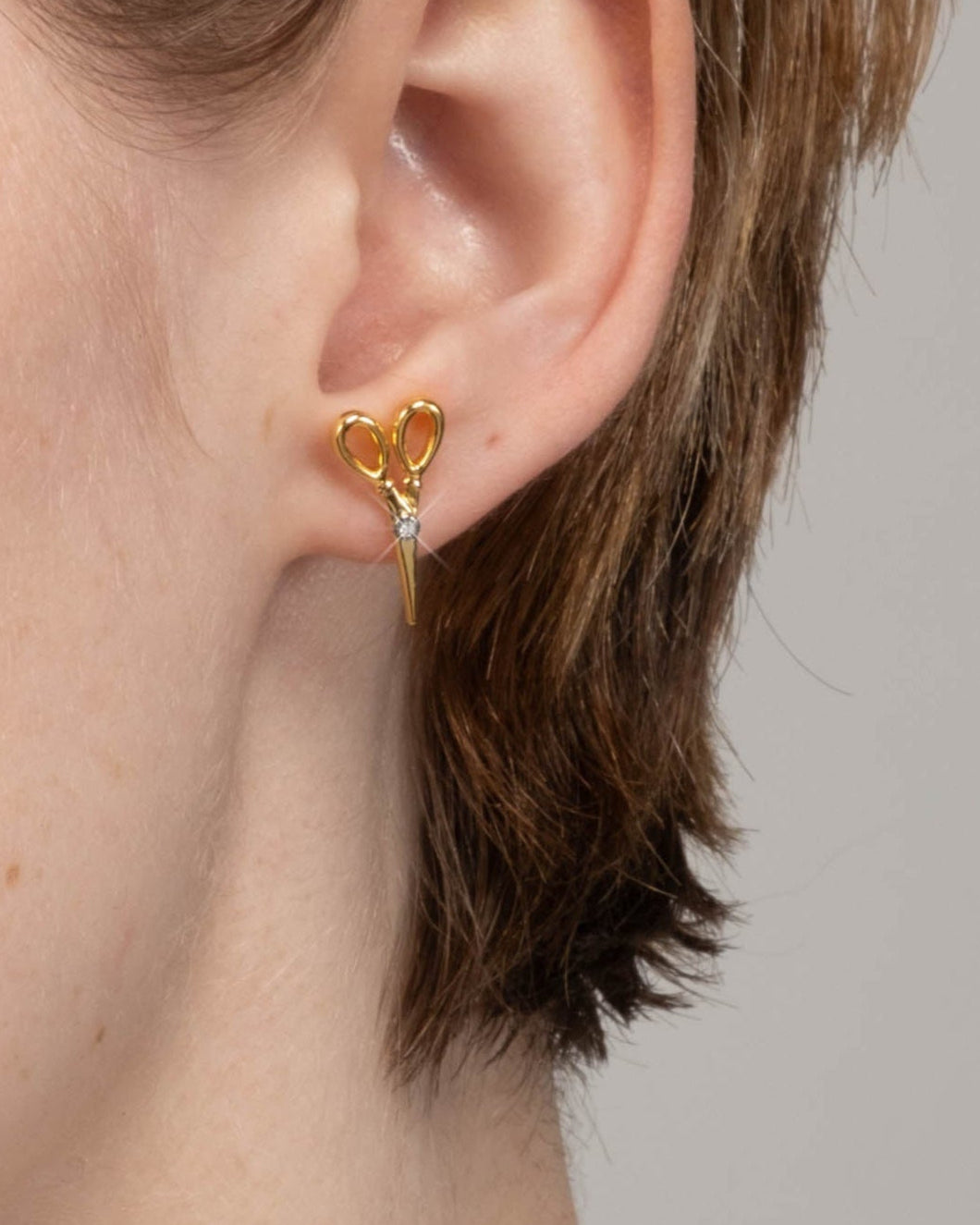 Petite Gold Scissor Post Earring - Photo 2